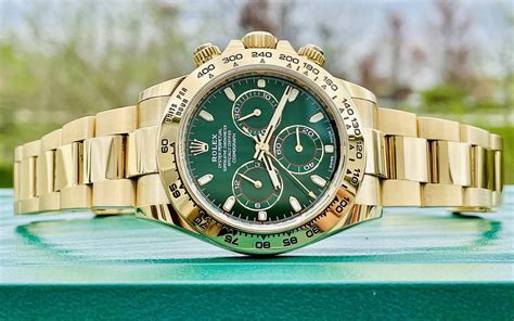 rolex daytona green oro|rolex gold daytona for sale.